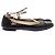 Chanel Bailarinas de cuero negro con cadena de tobillo dorada - vista 2