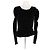 Top negro de manga larga Issey Miyake de algodón