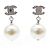 NUOVE ORECCHINI CHANEL A36138 LOGO CC PERLE STRASS Argento