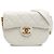 Chanel White CC Quilted Lambskin Round Moon Messenger Flap