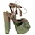  Aquazzura Tasseled Platform Sandal Heels in Brown Suede  ref.2214997