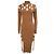 Autre Marque Braun geripptes Strick-Midikleid mit Ausschnitten von Dion Lee Rot