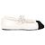 Classique Chanel Grosgrain Perle Mary Jane Ballet en Cuir d'Agneau Blanc