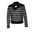 Giacca da biker a righe con strass Balmain Nero Argento