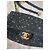 Timeless Chanel Mini Flap Stagionale Con Manico In Perle Tweed Blu Scuro LGHW Nero - vista 2