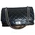 Chanel 2.55 Reedição – Tamanho Grande – Couro Envelhecido Preto & Hardware Prateado