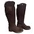 Botas Chanel de ternera marrón efecto ante Castaño