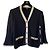 Chanel Cashmere schwarzer und ecrufarbener klassischer Cardigan FR 42 Beige