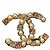 Chanel CC Brosche gold Perlen & rosa Strass - Authentisch Pink Golden Aus weiß