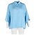 Balenciaga 2019 Tonal Logo Bluse mit Knopf aus hellblauer Seide - Ansicht 6