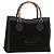 Bamboo Borsa a mano GUCCI in bambù in suede nero e oro Auth mr1297 D'oro