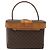 Céline Bolsa Vanity em lona Macadam CELINE em couro PVC marrom dourado Auth 123102 - vista 2