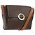 Céline CELINE Macadam Canvas Circle Shoulder Bag PVC Leather Brown Gold Auth 122059 Golden