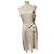 Agnès b. Leinenkleid Gestreift Beige Weiß Aus weiß