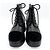Chanel Stivali piatti in pelle e velluto CC 41 neri Nero - vista 3