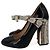 Gucci Mary Jane Leather & Exotic Strap Pump 39 Black & White - view 2
