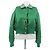 Miu Miu Satin Bomberjacke Grün mit Strasskragen