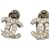 Orecchini Chanel Coco CC Clip Argento Bianco  - vista 1