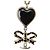 Collar colgante de cinta en forma de corazón Coco CC de Chanel Negro Plata