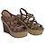 Sandales à plateforme en jute et cuir marron Miu Miu, talon compensé, taille 39 - vue 16