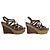 Sandales à plateforme en jute et cuir marron Miu Miu, talon compensé, taille 39 - vue 2