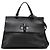 Borsa satchel Gucci Black Medium Calfskin Bamboo Daily Nero