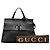 Borsa satchel Gucci Black Medium Calfskin Bamboo Daily Nero - vista 13