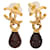 Boucles d'oreilles Chanel CC Perles Marrons/Brunes Métal Doré