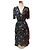 Maje Asymmetrisches Rüschen Maxikleid Blumenmuster Schwarz Mehrfarben