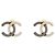 NOVE ORECCHINI CHANEL LOGO CC BICOLOR METALLO NERO E ORO D'oro