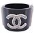 BRACCIALE CHANEL MANCHETTE LOGO CC CRISTALLI 16 CM 2011 BRACCIALE NERO IN RESINA