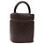 CHANEL Matelassé COCO Marchio Vanity Pouch Pelle di Agnello Marrone Scuro CC Auth 123070