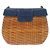 Borsa a spalla in paglia e pelle blu navy Chanel - vista 3