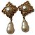 Chanel CC Blumen Kunstperlen Clip-On Ohrringe Gold Gold hardware