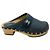 Chanel Blue 2014 Interlocking CC Logo Distressed Leather Clogs - view 2