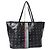 MCM Visetos Gestreifter Shopper Tote Schwarz