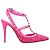 Valentino Garavani Décolleté Valentino Caged 100 in tweed e pelle rosa - vista 6