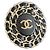 Spilla Maxi Chanel in pelle nera e metallo argentato Nero Argento