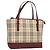 Borsa a mano in tela beige a quadri Nova Burberry oro Auth BA2673 D'oro