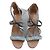 Sandali Aquazzura in pelle marrone e denim Blu