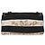 Borsa a spalla con catena CHANEL in nylon nero argento CC Auth 125969 - vista 2