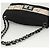 Borsa a spalla con catena CHANEL in nylon nero argento CC Auth 125969 - vista 6