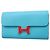 Hermès Portafoglio Lungo Hermes Constance Veau Epsom Blu Nero Y Stamp
