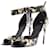 Givenchy Sandales à talons en cuir noir et motif fleuri Black Leather  ref.2290138
