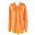 Céline Burberry Rayon V-Ausschnitt Mesh Tunika Kleid Orange S