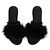 Autre Marque Flache Mules aus Kunstfell Schwarz - Ansicht 6