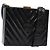 CHANEL V Stitch COCO Marchio Borsa a Spalla Pelle Lucida Nera Oro CC Auth 126704 Nero D'oro