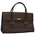 Borsa a mano in pelle Burberry argento marrone Auth BA3148