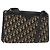 Bolso de hombro de lona Trotter Christian Dior azul marino dorado Auth BA3029