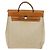 Hermès HERMES Herbag A Dos PM Rucksack aus Canvas Leder Beige Silber Authentisch 126543 - Ansicht 2